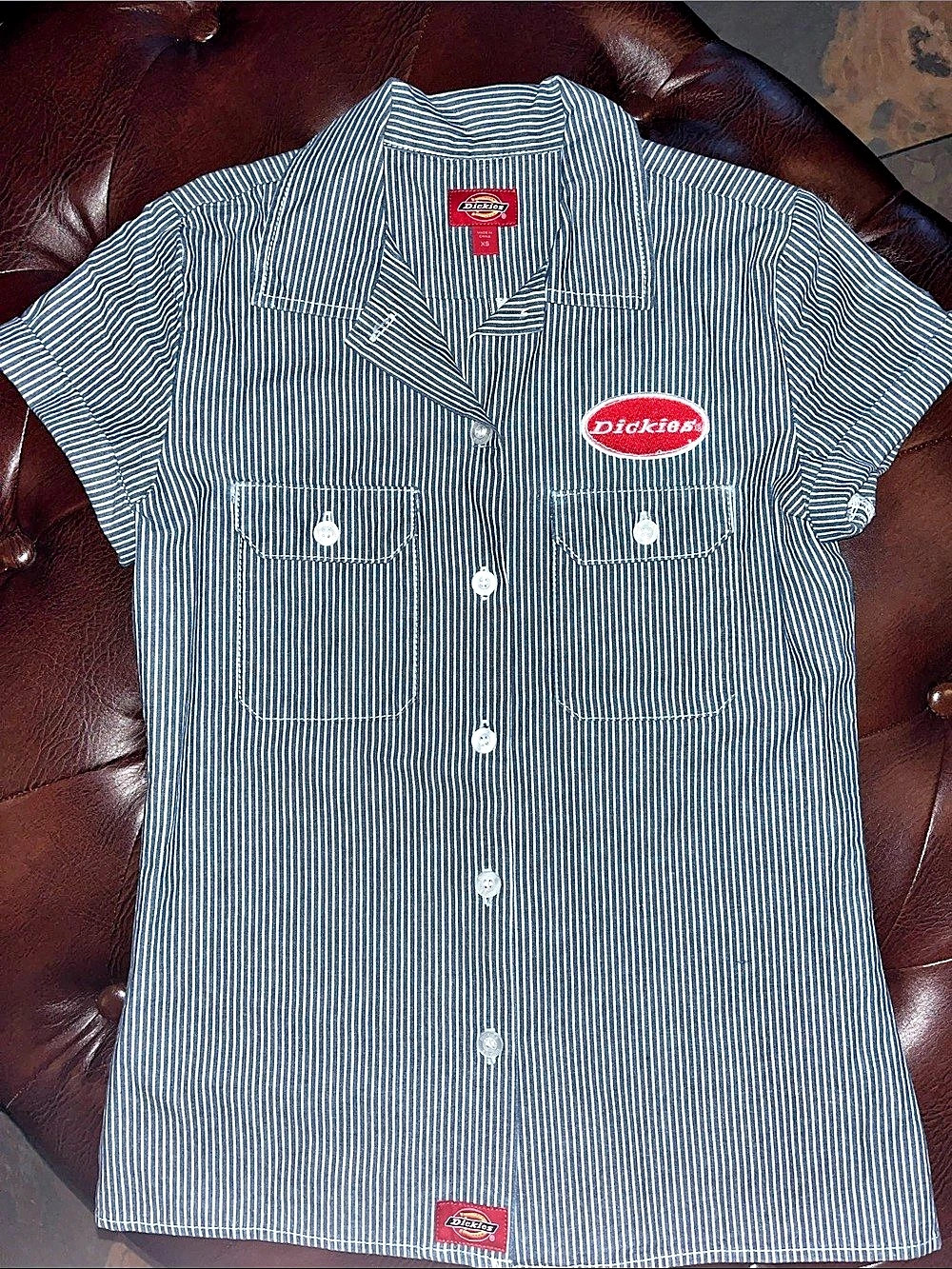Dickies Striped Button Down Shirt Size Xs Like New NWOT